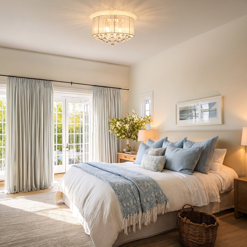 Abby 4-Light 16" Flush Mount with White Thread and Crystal