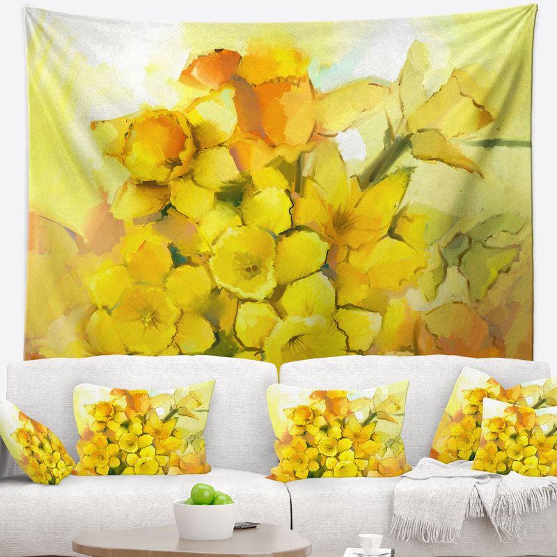 Bouquet de fleurs de narcisses jaunes, H 32 po x l 39 po