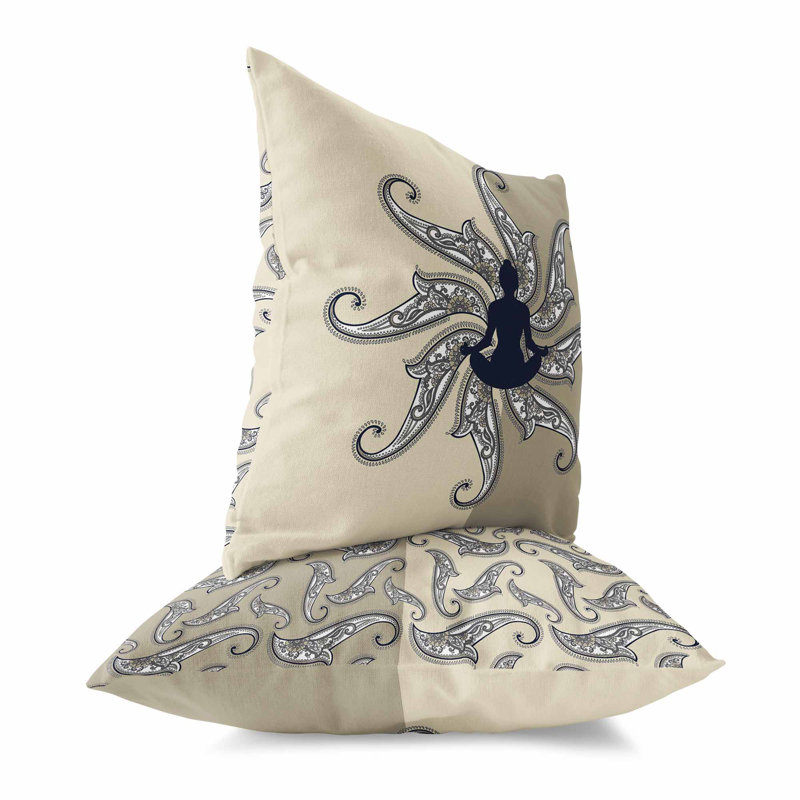 Coussin Mystic Silence Broadcloth, H 18 po x l 18 po, Bleu / beige