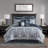 8 Piece Jacquard Comforter Set Navy/Silver