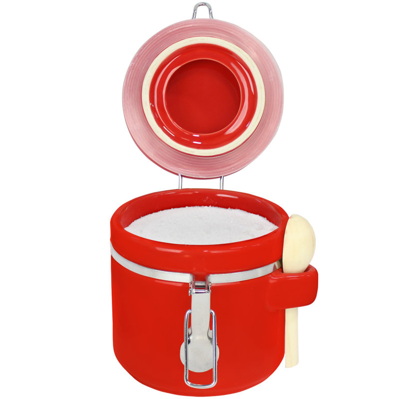 Pot de cuisine hermétique en céramique, H 5 po x l 4 po x P 4 po, Rouge