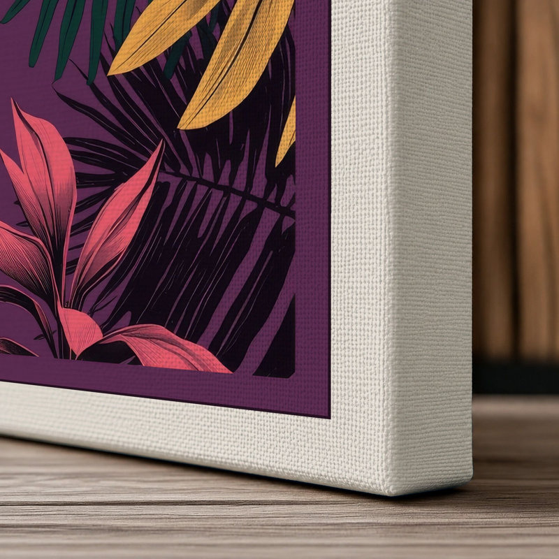 Tropical Garden Botanical - Wrapped Canvas, 36x24 - 91.4 x 61.0 cm, Cream Border