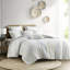 Édredon en chenille de coton grand - blanc et bleu marine avec 2 taies décoratives assorties-124869626-124869627