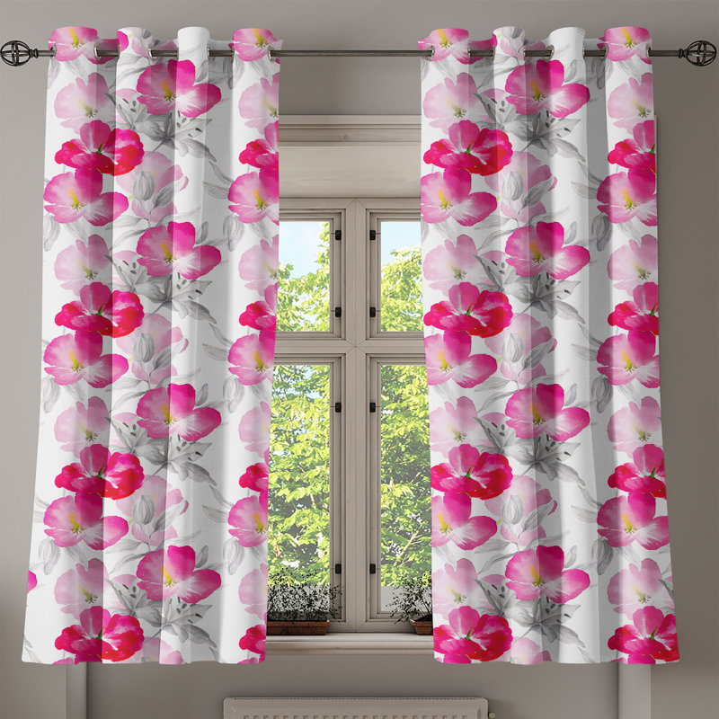 Rideau décoratif à œillets 2 panneaux Dakota Fields, 50 po x 54 po, magenta, rose et gris, L 50 po x L 63 po