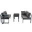 Grey 4-5 Seater All-Weather Corner Outdoor Lounge Set | Aluminum & Galvanized Iron Frame, 5-Piece Combo with Coffee Table, Side Table & Full Polyester Cushions