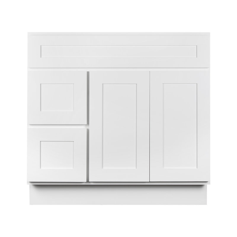 Base de meuble-lavabo blanc Koville VSD3621L, H 34,5 po x l 36 po x P 22 po