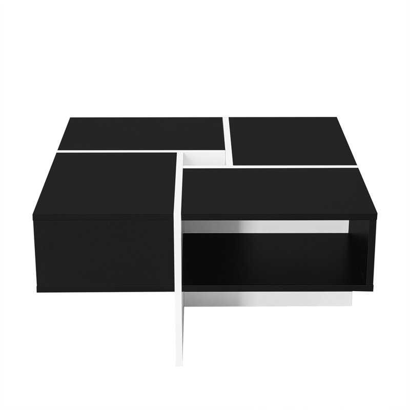 Cullus Coffee Table with Storage, White, Black/White