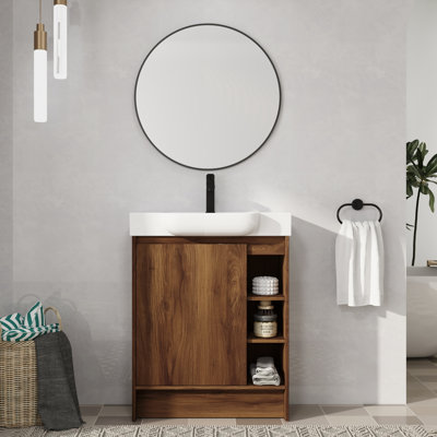 28'' Freestanding Single Bathroom Vanity With Ceramic Vanity Top