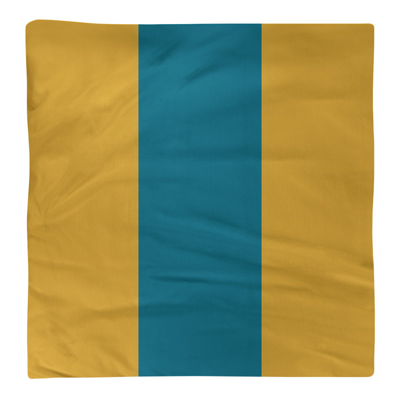 Cotton Striped Square Napkin, Gold/Aqua