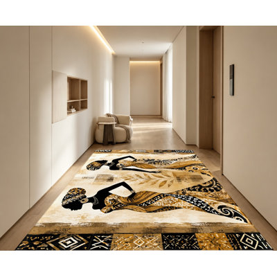 Tapis de style vintage abstrait représentant une danseuse africaine, imprimé ethnique, doux et antidérapant, décoration intérieure artistique pour salon, chambre, entrée, cuisine, balcon, appartement