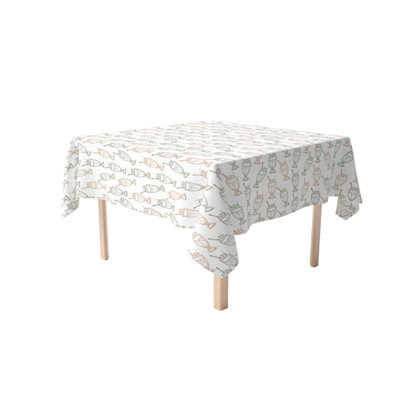 Square Tablecloth, 100% Cotton, 52X52", Ice Cream Social