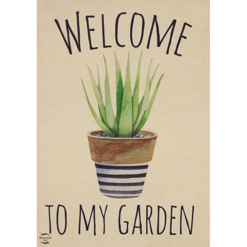 Drapeau de jardin rayé à motif de jardin en toile de jute