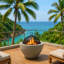 DIABLO Contemporary Garden & Patio Heater Fire Pit Brazier And Barbecue With Concrete Stone-Effect Finish-1302563919