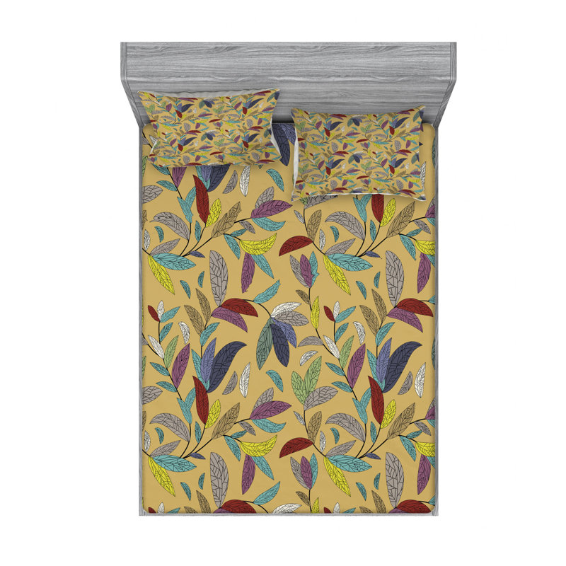 Microfiber Sheet Set, Full/Double Sheet Set with Fitted Sheet, Floral 2