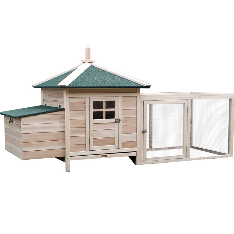 Poulailler en bois 77 po - poulailler d'extérieur avec nichoir pour la cour arrière. Protégé contre les intempéries, facile, plateau amovible, bonne ventilation par, rampe et