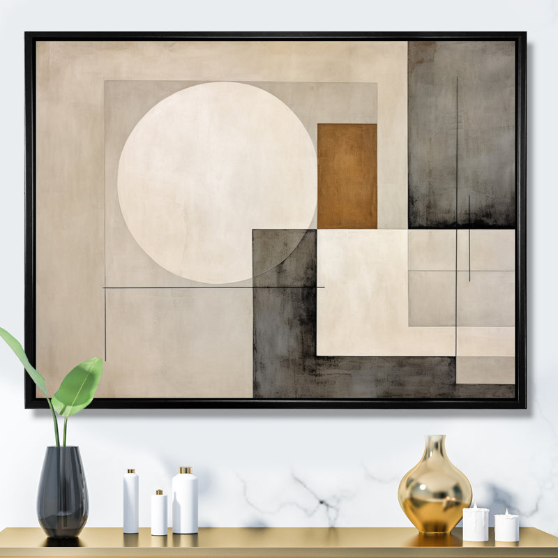 Beige Brown Suprematism Harmonic Convergence - Abstract Suprematism Large Wall Art, 30" H x 40" W x 1.5" D