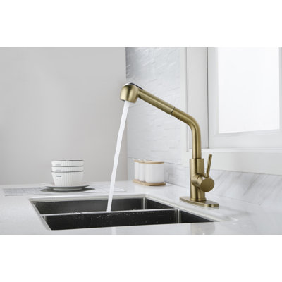Spot Gold Stainless Steel Utility Sink Faucet With Single Pull-Out And Dual Spray, 360 Rotating Nozzle, Rust Finish, Ideal For Daily Water Use Spray Function In Steel, High Nozzle 360, Easy