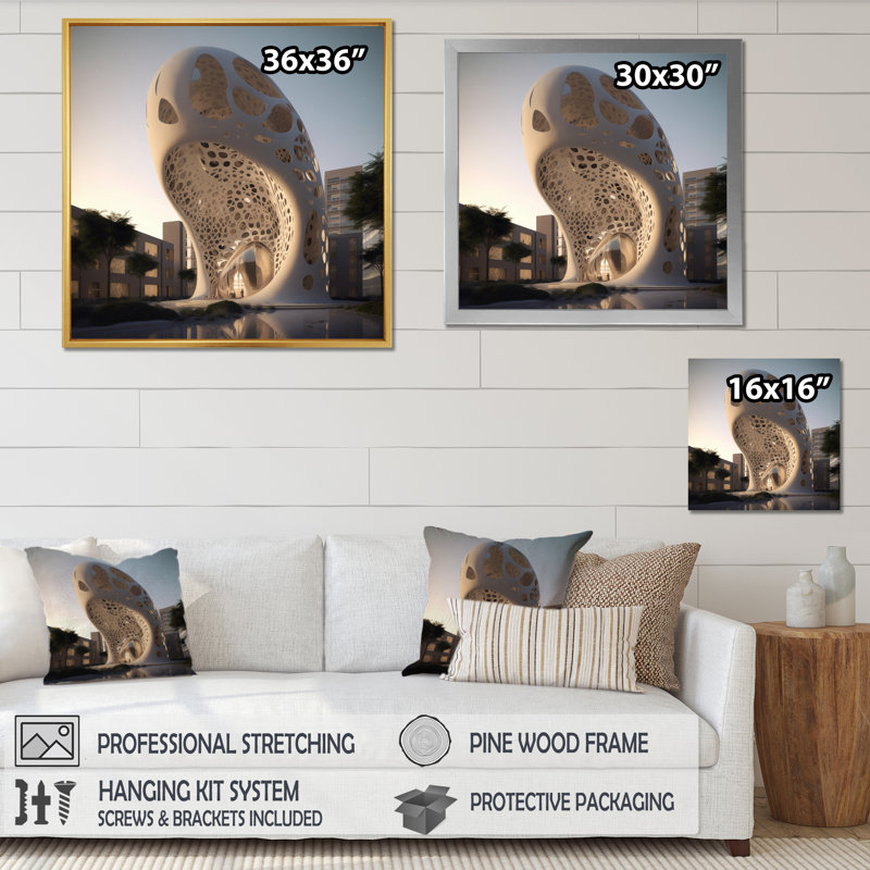 Reproduction d'art sur toile, architecture architecturale organique, H 30 po x l 30 po, Cadre flottant blanc