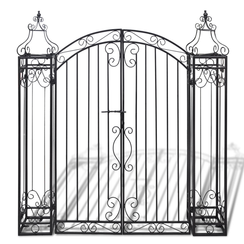 122cm W x 20.5cm D Iron Arbour Gate with Gate in Black