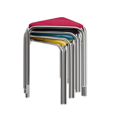 18 In.Velvet Padded Seat Stackable Triangular Bar Stool Set Of 4