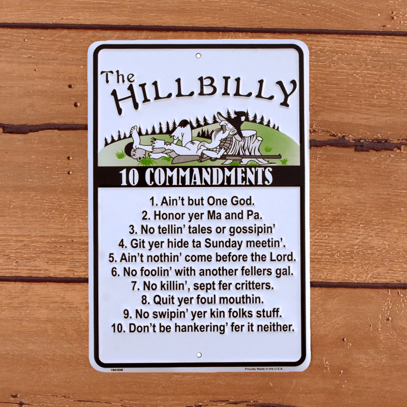 Hillbilly 10 Commandments Funny Sign Religious Christian Tin Wall Art Home Decor Hillbilly 10 Commandments Funny Sign Religious Christian Tin Wall Art Home Decor