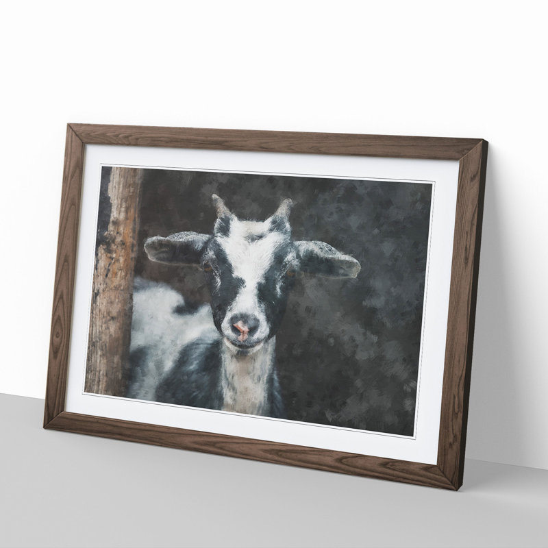 Goat Vol.2 - Picture Frame Painting, Walnut Framed, 48cm H x 65cm W x 2cm D