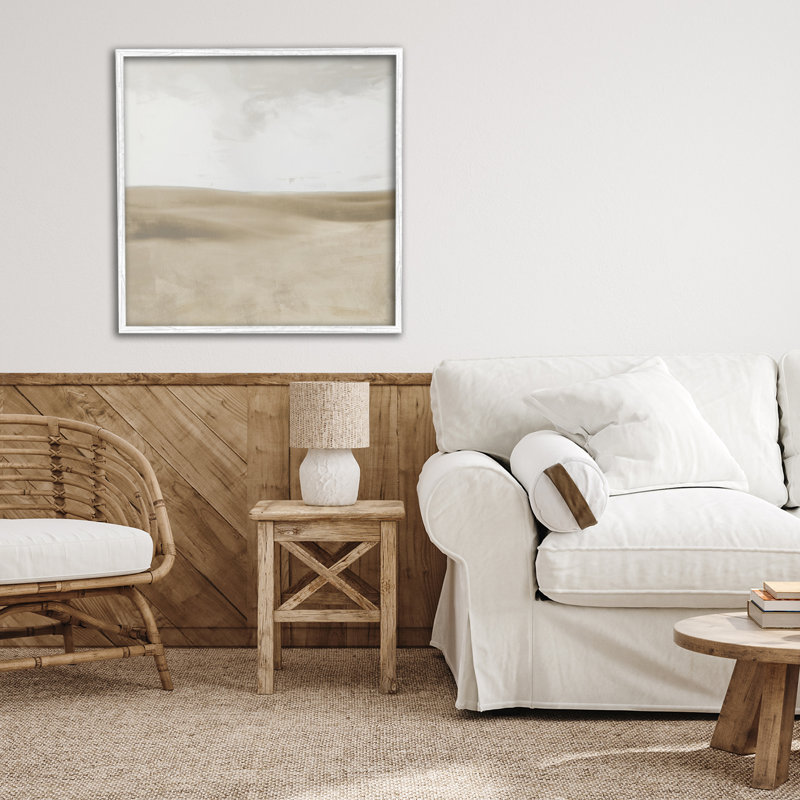 Giclée encadrée Smooth Neutral Hills, design par Dan Meneely, Estampe numérique encadrée blanc bord de mer, H 24 po x l 24 po