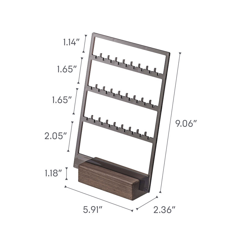 Slim Walnut Wood Jewelry Organizer for Women