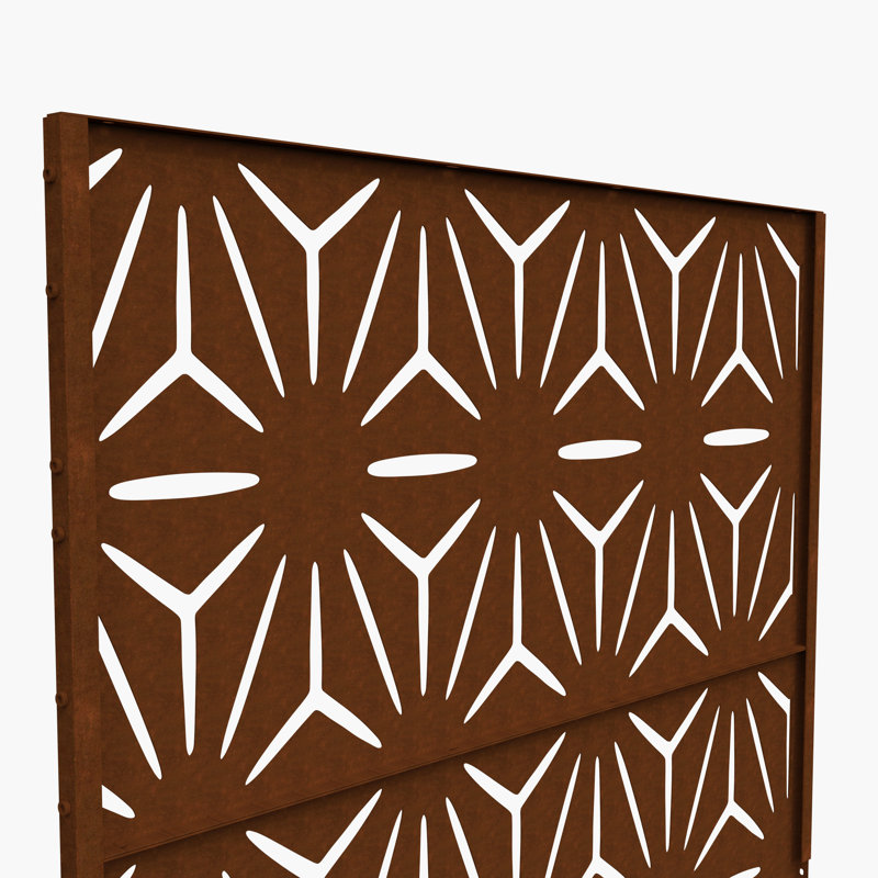 Helary 6 ft. H x 4 ft. W Metal Privacy Screen, Reddish Brown