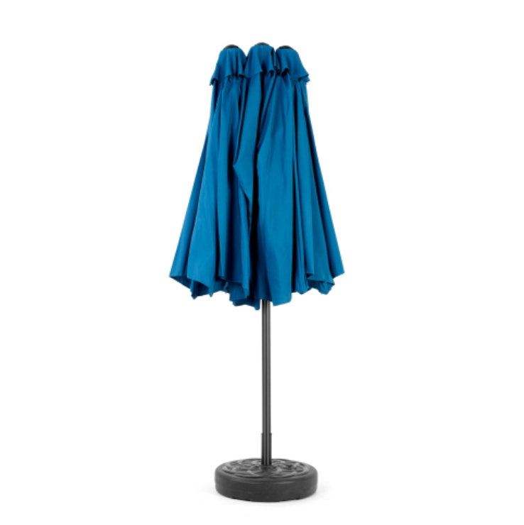 Grand parasol d'extérieur double face 14,8 pi avec manivelle (bleu foncé) (sans base)