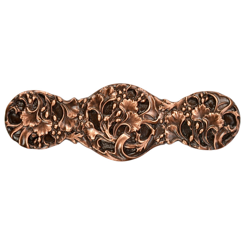 Florid Leaves 3" Centre Bar Pull, Antique Copper
