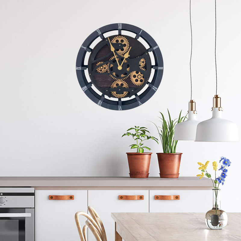 Wood Wall Clock, Vintage Black