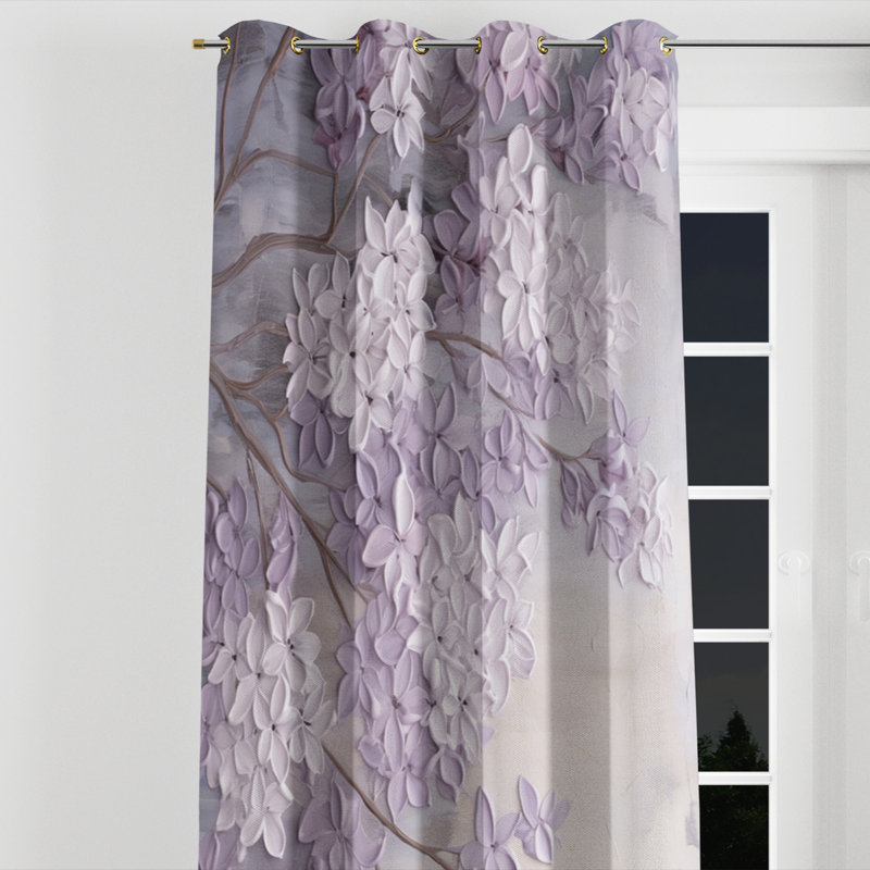 Blooming Lilac Melody I - Rideau occultant avec œillets - 1 panneau, l 52 po x L 90 po, Œillets dorés