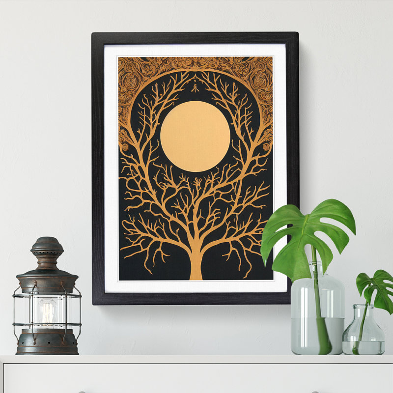 Ornate Tree Vol.3 - Picture Frame Print, Black, 46cm H x 34cm W x 2cm D