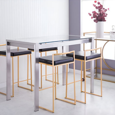 Tabouret Dayan blanc avec base chromée