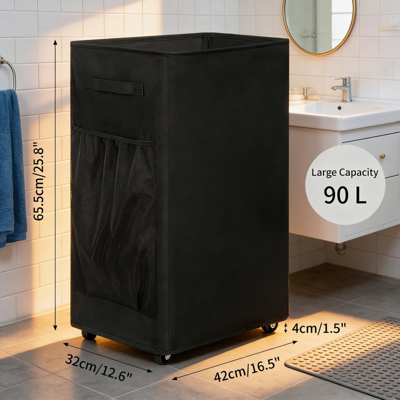 Large Rolling Laundry Basket With Wheels - Collapsible Laundry Hamper And Storage Cart For Clothes, Toys, And Home Organization