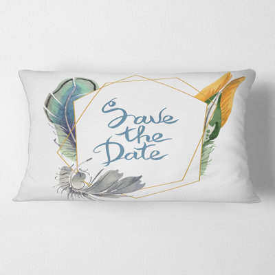 Housse de coussin rectangulaire et insert Bird Feather Save the Date