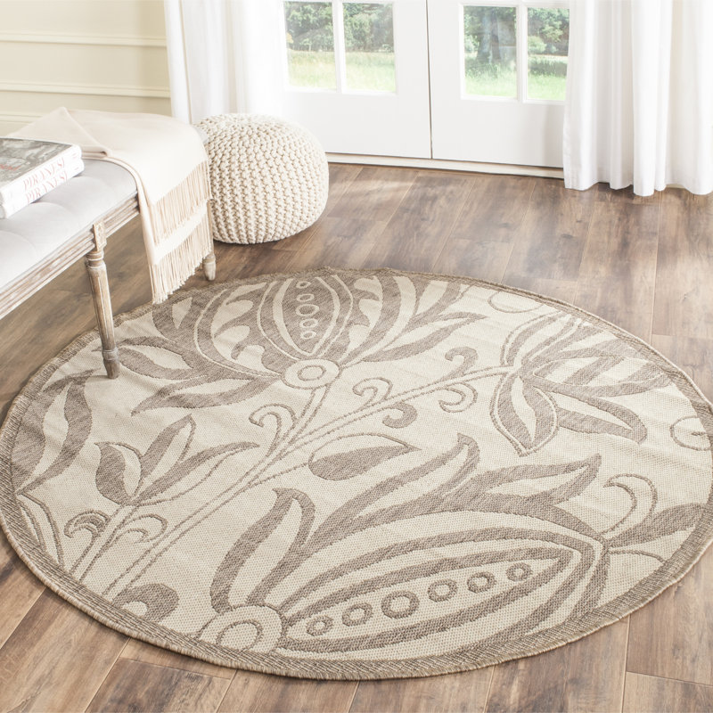 Herefordshire Performance Floral Indoor/Outdoor Area Rug, Round 6'7"