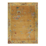 Art Deco Hand Knotted Wool Floral Area Rug