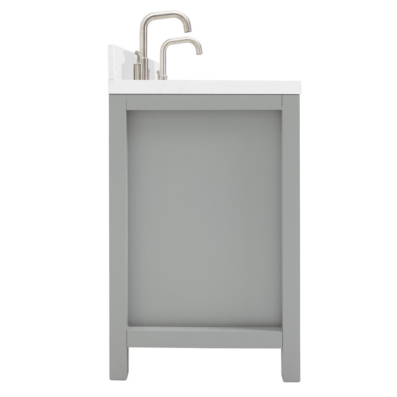 2_ARIEL Bristol 72 Double Sink Bathroom Vanity with Carrara White Quartz, Oval, Gray, 72"