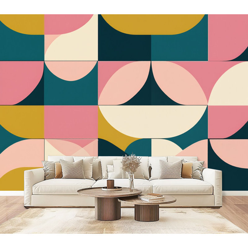 Papier peint adhésif moderne pour chambre à coucher Mid-Century l 96 "x H 69" Peel and Stick, 96 pi L x 69 pi l