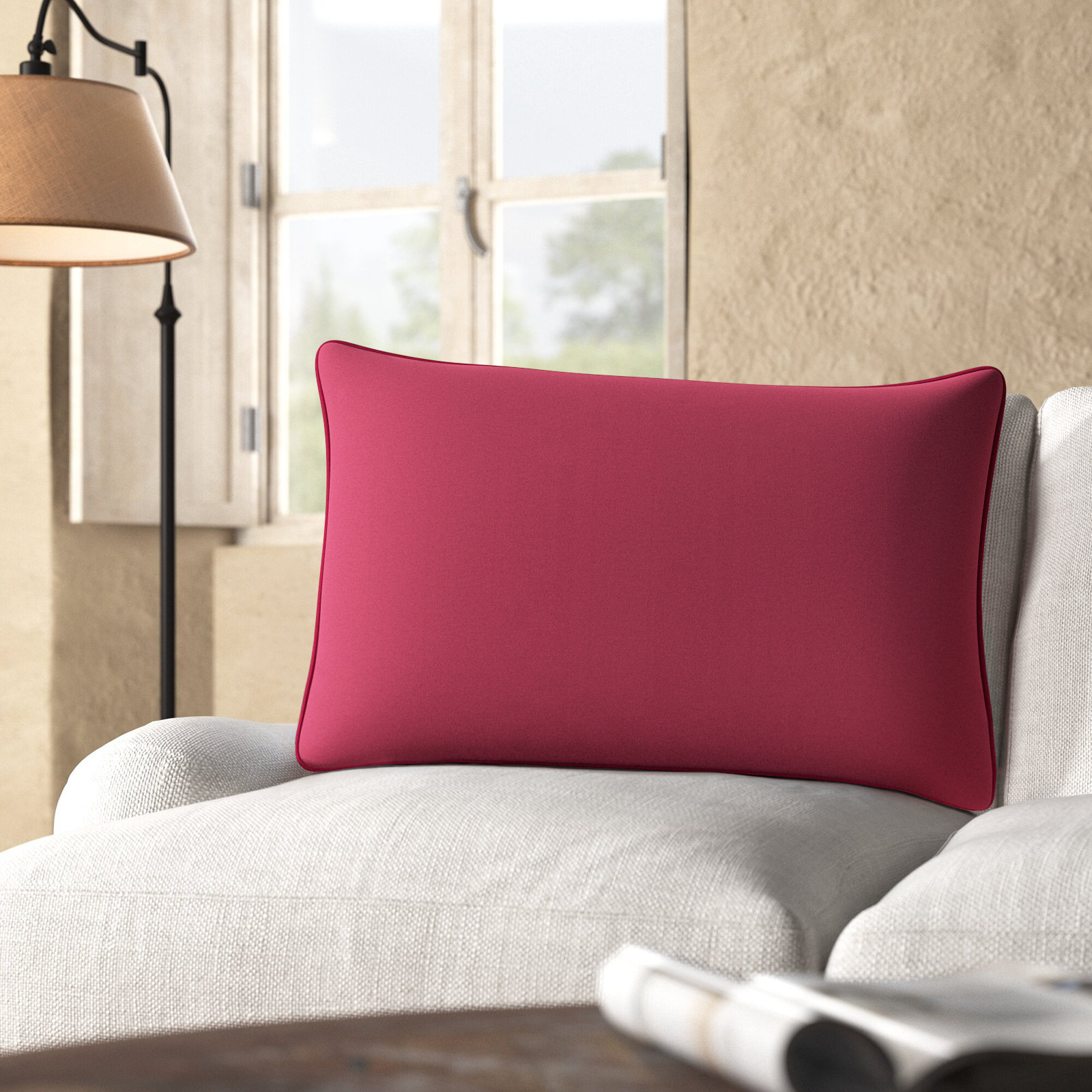 Annata 26" x 16" Sunbrella® Throw Pillow, Pink