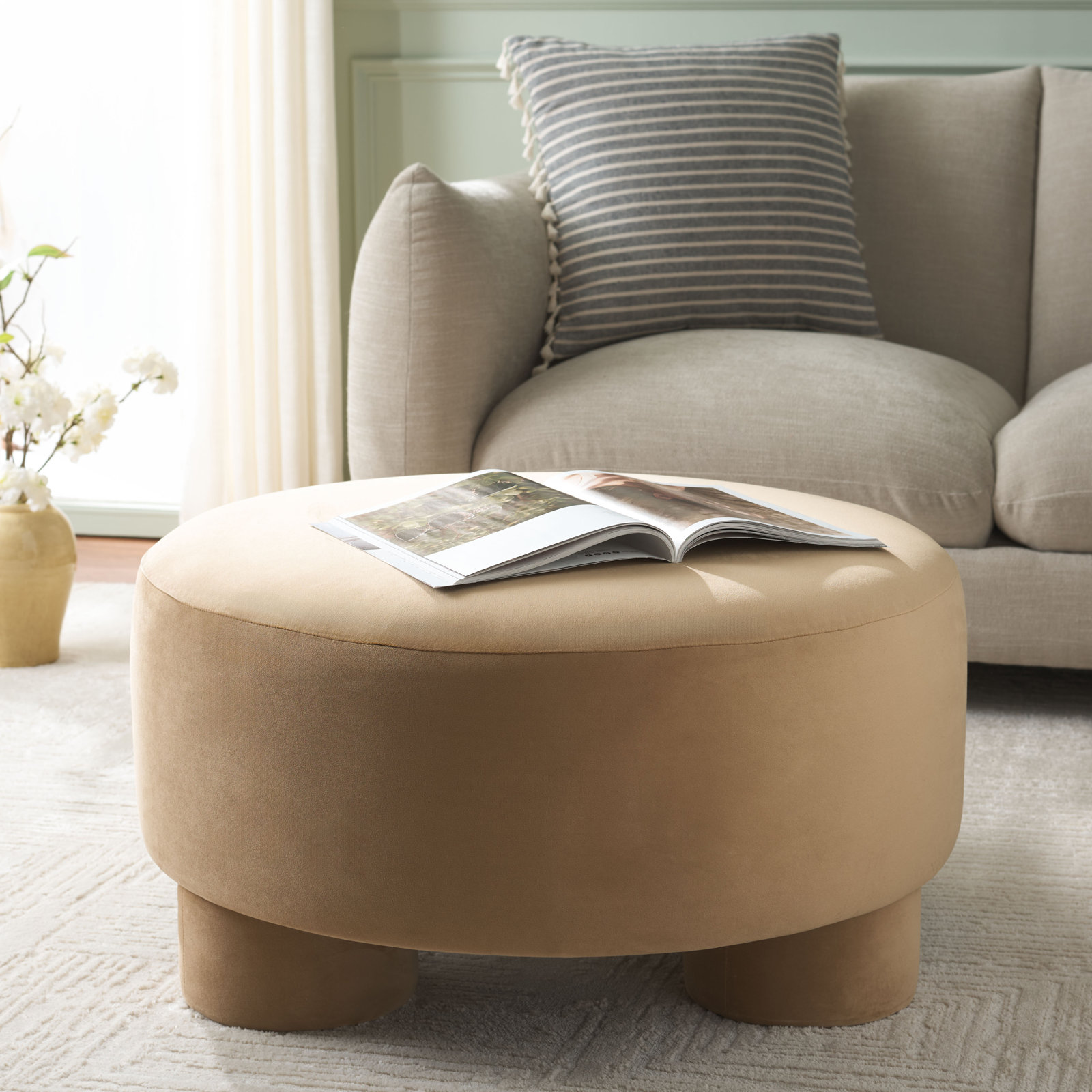 Josie 30" Ottoman, Tan