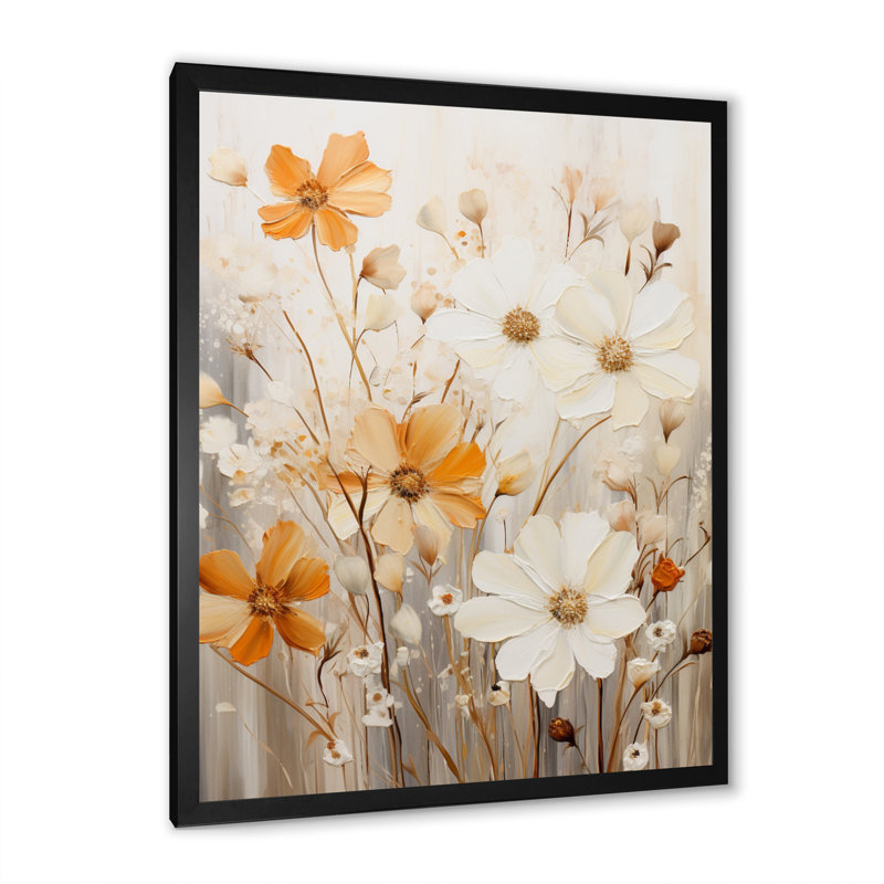 Weissberg - minimalisme jaune, fleur blanche, collage II - impression, Cadre photo noir, H 20 po x l 12 po x P 1 po
