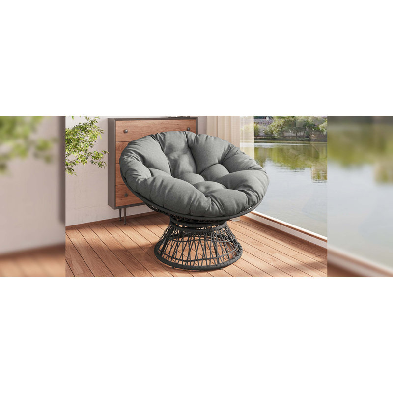 Chaise ergonomique en osier 41,5 po avec coussin en tissu à densité de nuage épais