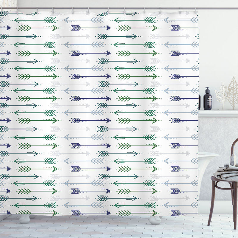 Shower Curtain with Hooks Included, 75" H x 69" W, Blue/Green