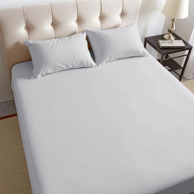 40cm Extra Deep Fitted Sheet – Soft Microfiber, Wrinkle-Free, Cooling, Elastic Corners, Silver, Kingsize (5')