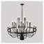 Lustre 24 lumières en fer noir mat avec détails en bois