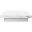 Table basse carrée de 39,4 po en placage de marbre blanc avec plateau coulissant et espace de rangement mobile de 39,4 po
