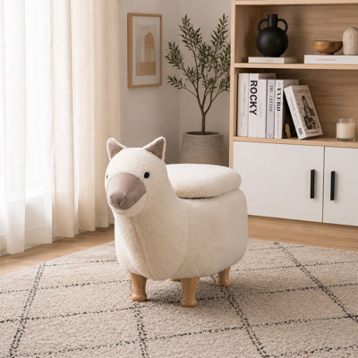 Storage Ottoman with Hidden Storage and Solid Wood Legs